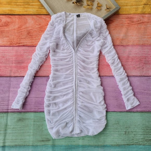 Princess Polly White Garter Mini Mesh Dress M - Picture 6 of 13